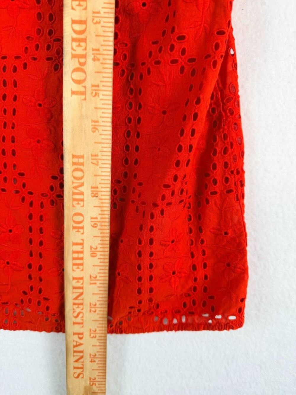 Madewell Women’s Red Eyelet Embroidered Flutter Sleeve Blouse Size Small - Picture 10 of 13